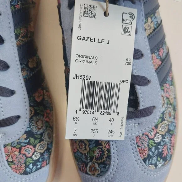 Adidas X Gazelle Liberty London Sneakers Big Girls Size 7 Womens Size 8 Floral - Picture 8 of 9
